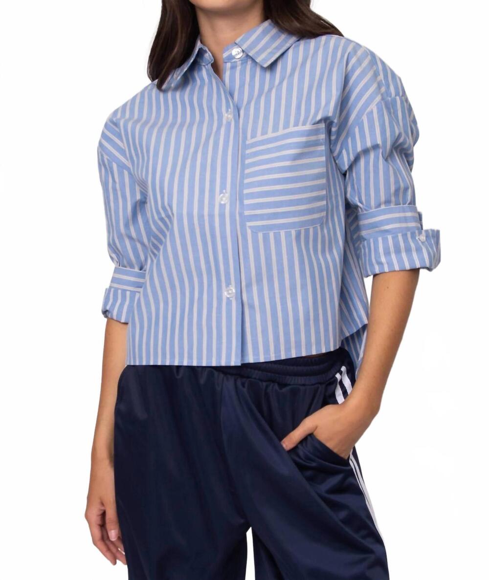 NEW RD INTERNATIONAL kerwin crisp poplin shirt in slate blue